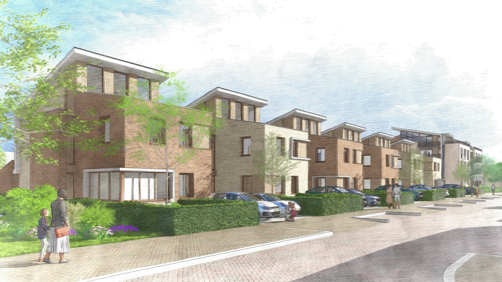 Schets vrijstaande woningen   Stijl